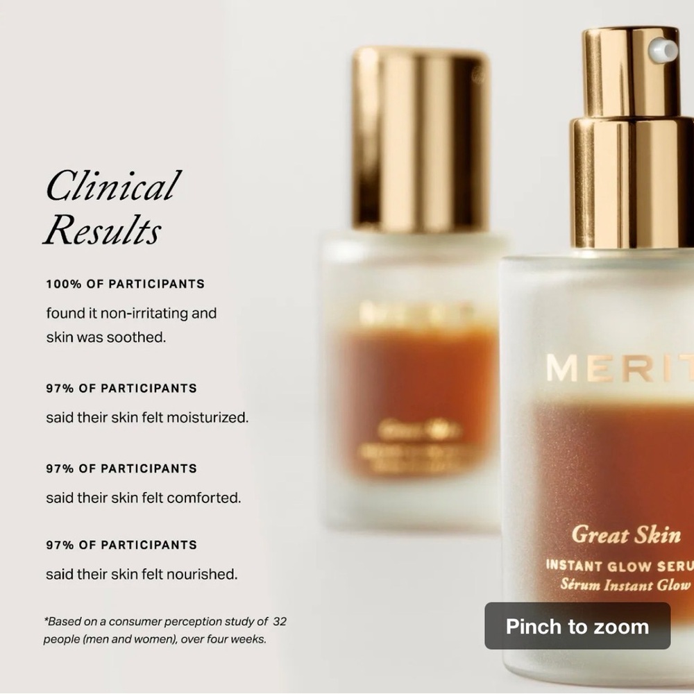 New unopened full size Merit beauty Great Skin Instant Glow Serum - Gold